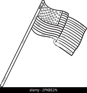 American Flag Isolated coloriage page pour enfants Illustration de Vecteur