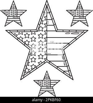 Star dans le drapeau américain page de coloriage isolée Illustration de Vecteur