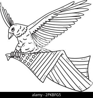 Drapeau de transport d'aigle page de coloriage isolée Illustration de Vecteur