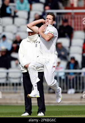 6th avril 2023 ; Old Trafford, Manchester, Angleterre : championnat de comté de la division 1, Lancashire versus Surrey Day 1 ; will Williams de Lancashire Banque D'Images