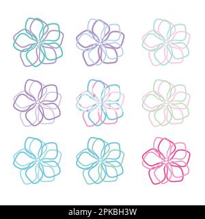 fleurs hibiscups linéaires multicolores Banque D'Images