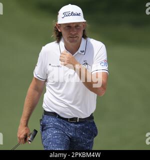 Augusta, États-Unis. 06th avril 2023. Cameron Smith marche le septième vert pendant la première partie au tournoi de Masters au club de golf national d'Augusta, Géorgie, jeudi, 6 avril 2023. Photo de Bob Strong/UPI crédit: UPI/Alay Live News Banque D'Images