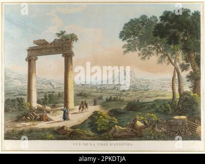 Vue sur Athènes depuis l'aqueduc d'Hadrien 1813 par Louis-François Cassas Banque D'Images