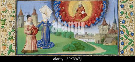 Philosophie instruisant Boethius sur le rôle de Dieu vers 1460 - 1470 par Maître Coetivy Banque D'Images