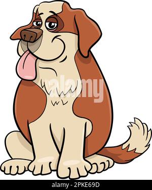 Illustration de la bande dessinée du personnage animal de chien de race Saint Bernard Illustration de Vecteur