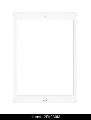 IPad découpé avec un écran vierge sur fond blanc Banque D'Images
