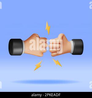 3D mains Fists in Conflict isolé Illustration de Vecteur