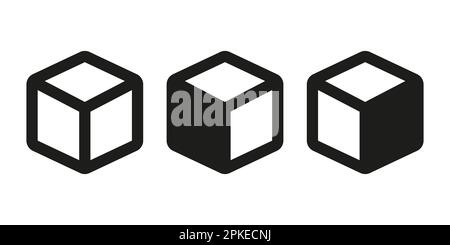 Jeu de symboles d'icône de boîte de cube Illustration de Vecteur