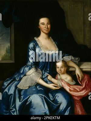 Portrait de Mme Matthew Tilghman (Anna Lloyd, 1724–1794) et de sa fille, Anna Maria (1755–1843) 1757 par John Hesselius Banque D'Images