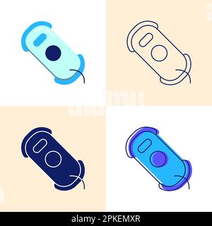 L'icône du robot de nettoyage de fenêtre est définie dans le style plat et ligne. Symbole appareil domestique intelligent. Illustration vectorielle. Illustration de Vecteur