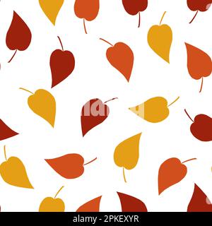 L'automne laisse un motif sans couture dans les couleurs rouge jaune orange. Illustration vectorielle dessinée à la main de la vue d'automne. Art saisonnier simple Illustration de Vecteur