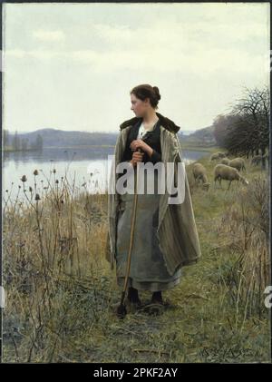 La Shepherdess de Rolleboise 1896 par Daniel Ridgway Knight Banque D'Images