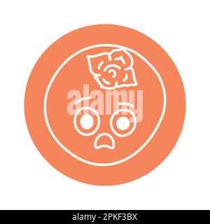 Icône de ligne de couleur persimmon surprise. Mascotte des émotions. Pictogramme pour page Web, application mobile, Promo. Illustration de Vecteur