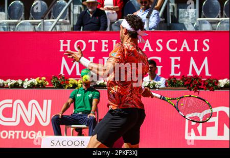 Marco Cecchinato, d'Italie, joue contre Alejandro Davidovich Fokina, d'Espagne, lors de la ronde 3rd du tournoi Millennium Estoril Open au CTE-Clube de Ténis do Estoril. Alejandro Davidovich Fokina vs Marco Cecchinato (score final : 0-2) (photo de Miguel Reis / SOPA Images/Sipa USA) Banque D'Images