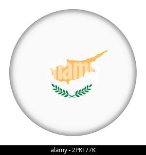 Illustration du bouton 3D du drapeau chypriote avec masque Banque D'Images