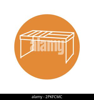Icône de ligne de couleur de table en bois. Pictogramme pour page Web, application mobile, Promo. Illustration de Vecteur