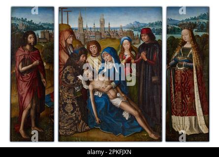 Lamentation avec Saint Jean le Baptiste et Sainte Catherine d'Alexandrie 1493/1501 par Maître de la Légende de Sainte Lucy Banque D'Images