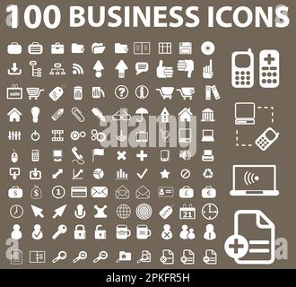Illustration vectorielle d'un ensemble de 100 icônes Business Illustration de Vecteur