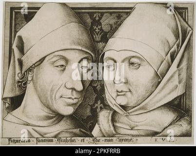 Autoportrait avec sa femme, Ida vers 1490 par Israhel van Meckenem Banque D'Images