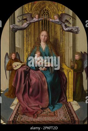 La Vierge et l'enfant Enthroned, avec quatre Anges entre 1493 et 1497 par Quinten Metsys Banque D'Images