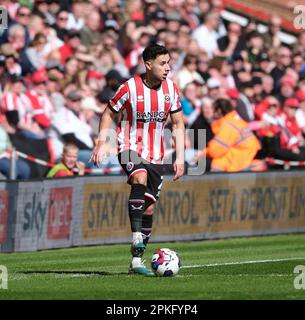 Bramall Lane, Sheffield, Royaume-Uni. 7th avril 2023. EFL Championship, Sheffield United versus Wigan Athletic ; George Baldock de Sheffield United Credit: Action plus Sports/Alay Live News Banque D'Images