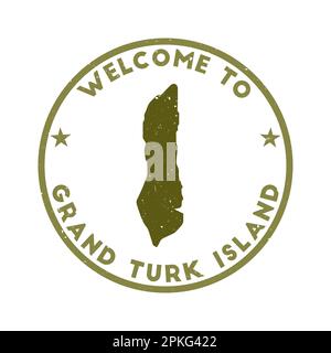 Bienvenue au timbre de l'île Grand Turk. Timbre rond de l'île de grunge avec texture dans le thème de couleur de la Citadelle surcultivée. Île Grand Turk géométrique de style vintage Illustration de Vecteur