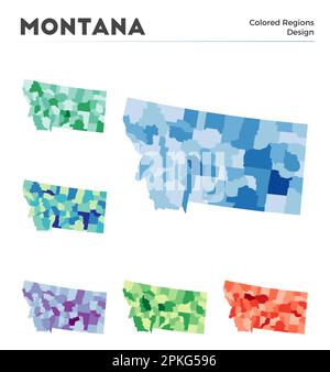 Collection de cartes du Montana. Borders of Montana pour votre infographie. Régions des États-Unis colorées. Illustration vectorielle. Illustration de Vecteur