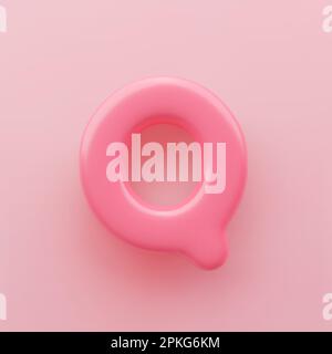 3D lettre majuscule rose Q avec une surface brillante sur fond rose. Illustration de Vecteur