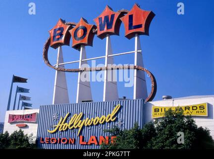 Piste de bowling de Hollywood Legion Lanes à Hollywood, CA, 1978 Banque D'Images