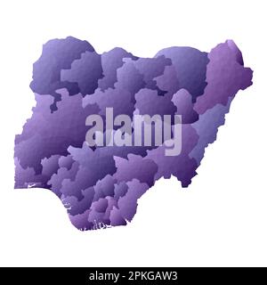 Carte du Nigeria. Contour géométrique de pays. Illustration du vecteur violet froid. Illustration de Vecteur