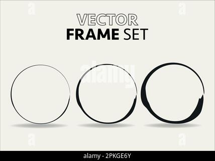 Ensemble de vecteurs d'esquisse de cercles dessinés à la main. Arrondit les cercles de la ligne de griffonnage. Illustrations vectorielles. Illustration de Vecteur