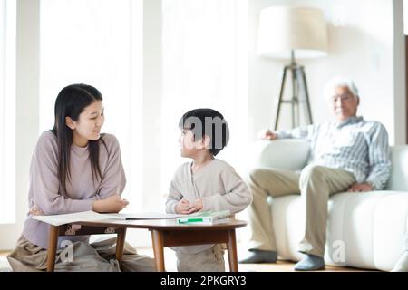Peinture des parents et des enfants Banque D'Images