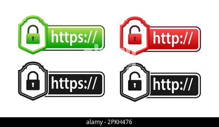 Protocoles HTTP et HTTPS. Comprendre l'importance des connexions Web sécurisées Illustration de Vecteur