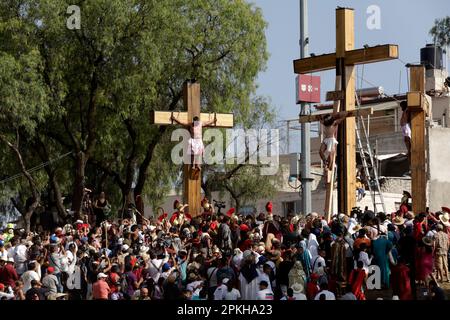 Mexico, Mexique. 7th avril 2023. Christ dans la représentation de 180th de la passion et de la mort du Christ dans la municipalité d'Iztapalapa à Mexico, Mexique. Sur 7 avril 2023 à Mexico, Mexique (Credit image: © Luis Barron/eyepix via ZUMA Press Wire) USAGE ÉDITORIAL SEULEMENT! Non destiné À un usage commercial ! Crédit : ZUMA Press, Inc./Alay Live News Banque D'Images