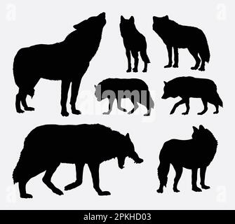 Silhouettes d'animaux sauvages de Wolf Illustration de Vecteur