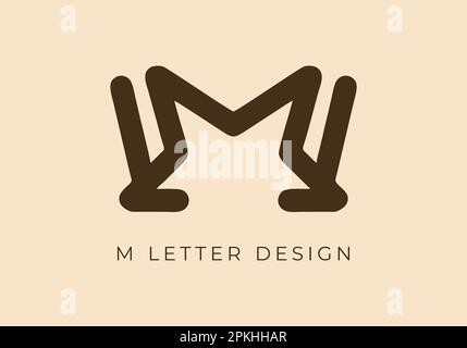Ligne unique mono en couleur de la lettre M initiale Illustration de Vecteur