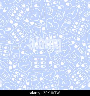 médecine modèle bleu sans couture avec des éléments médicaux traditionnels Illustration de Vecteur