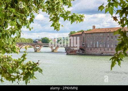 Toulouse, France. Vue panoramique sur la Garonne et le Pont neuf Banque D'Images