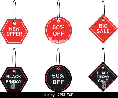 Collection vectorielle d'autocollants et de badges promotionnels avec différents motifs de remise. Illustration de Vecteur