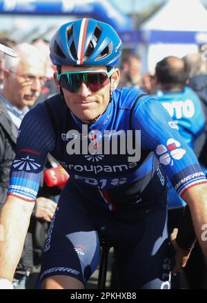 Le Mans, France. 07th avril 2023. Arnaud Démare de Groupama - FDJ pendant la région pays de la Loire Tour 2023, UCI Europe Tour course cycliste, étape 4, Sablé-sur-Sarthe - le Mans (177, 8 km) sur 7 avril 2023 au Mans, France - photo Laurent Lairys/ABACAPRESS.COM crédit: Abaca Press/Alay Live News Banque D'Images