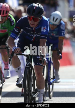 Le Mans, France. 07th avril 2023. Paul Penhoët de Groupama - FDJ pendant la région pays de la Loire Tour 2023, UCI Europe Tour course cycliste, étape 4, Sablé-sur-Sarthe - le Mans (177, 8 km) sur 7 avril 2023 au Mans, France - photo Laurent Lairys/ABACAPRESS.COM crédit: Abaca Press/Alay Live News Banque D'Images