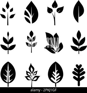 Icônes de lignes de feuilles, logo de feuilles vectorielles Illustration de Vecteur