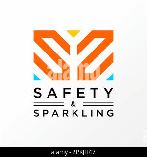 Logo design Graphic concept créatif abstrait premium libre vecteur lettre SS ou ZZ police flip face sur carré. Lié à l'enveloppe du monogramme Illustration de Vecteur