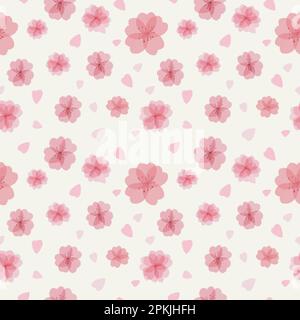 Motif sans couture avec de magnifiques fleurs et pétales de sakura aquarelle tendre, Illustration de Vecteur