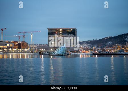 Port d'Oslo avec Musée Munch en hiver Banque D'Images