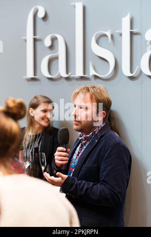 DUSSELDORF, ALLEMAGNE - MARS 20: Conférencier lors d'une dégustation à l'exposition du magazine Falstaff à ProWein on 20 mars 2018 à Düsseldorf, Allemagne. Le Banque D'Images