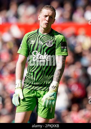 Manchester, Royaume-Uni. 8th avril 2023. Jordan Pickford d'Everton lors du match de la première ligue à Old Trafford, Manchester. Le crédit photo devrait se lire: Andrew Yates/Sportimage crédit: Sportimage/Alay Live News Banque D'Images