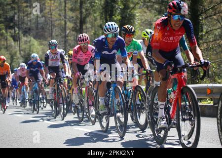 Amorebieta Etxano, Espagne. 07th avril 2023. Balkon de Bizkaia, Espagne, 07 avril 2023: Movistar Team Rider Jorge Arcas pendant la phase 5th du pays basque Itzulia entre Ekin et Amorebieta-Etxano, sur 07 avril 2023, à Balkon de Bizkaia, Espagne . (Photo d'Alberto Brevers/Pacific Press) crédit: Pacific Press Media production Corp./Alamy Live News Banque D'Images