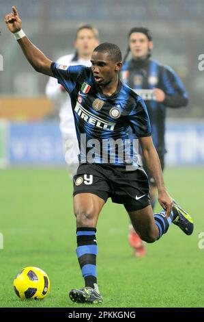 Milan, Italie, 15/01/2011 : Samuel ETO’o pendant le match Inter Bologna Banque D'Images