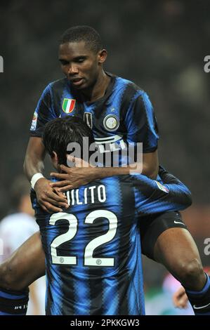 Milan, Italie, 15/01/2011 : Samuel ETO’o pendant le match Inter Bologna Banque D'Images